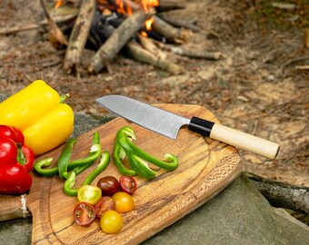 Polished Santoku Cutting Knife | Ergonomic Knife | Chef Knife with 3D Printed Blade | Anniversary Gift | Kitchen Chopping Knife