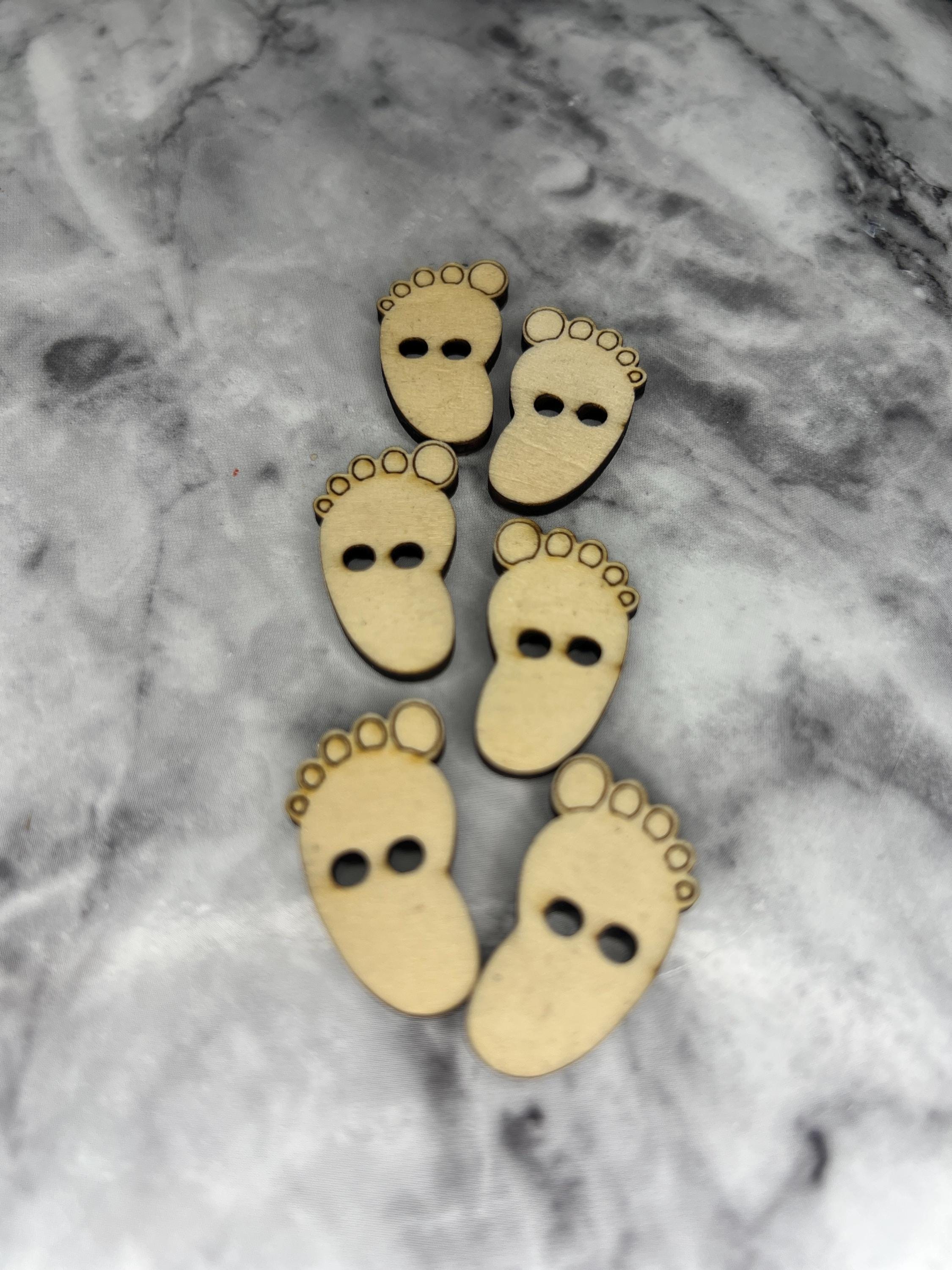 Wooden Baby Feet Buttons – Laser Cut Craft Buttons Dog Bone Shape ...