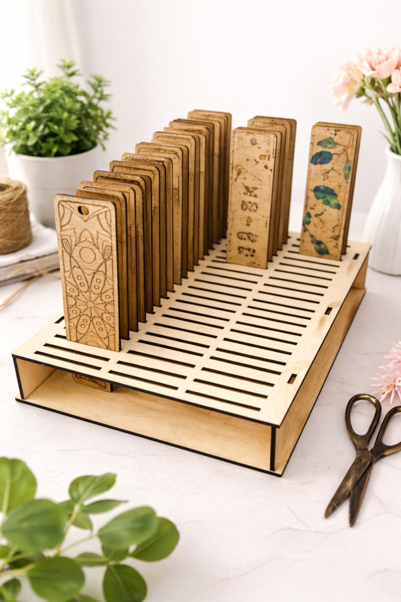 Wooden Bookmark Holder Display Stand Craft Fair Stall Holder Storage ...