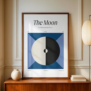 Moon Tarot Poster Print, Mystical Abstract Wall Art, Minimal Tarot Decor, Celestial Digital Download