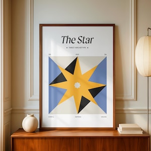 Star Geometric Tarot Poster, Modern Abstract Wall Art, Minimalist Tarot Print, Digital Download