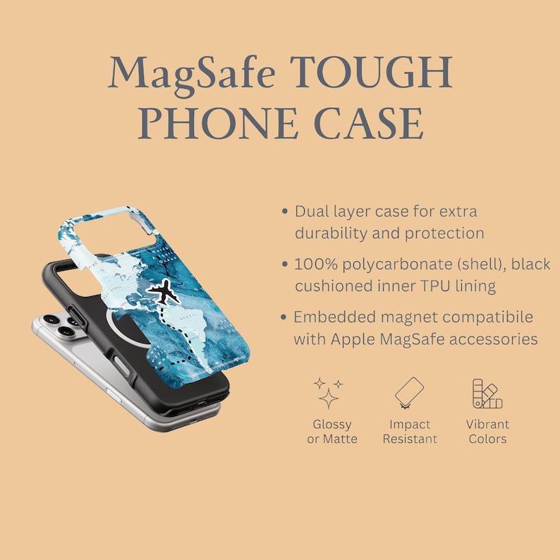 World Map Airplane Route Phone Case: Glossy or Matte Finish, iPhone 18 ...