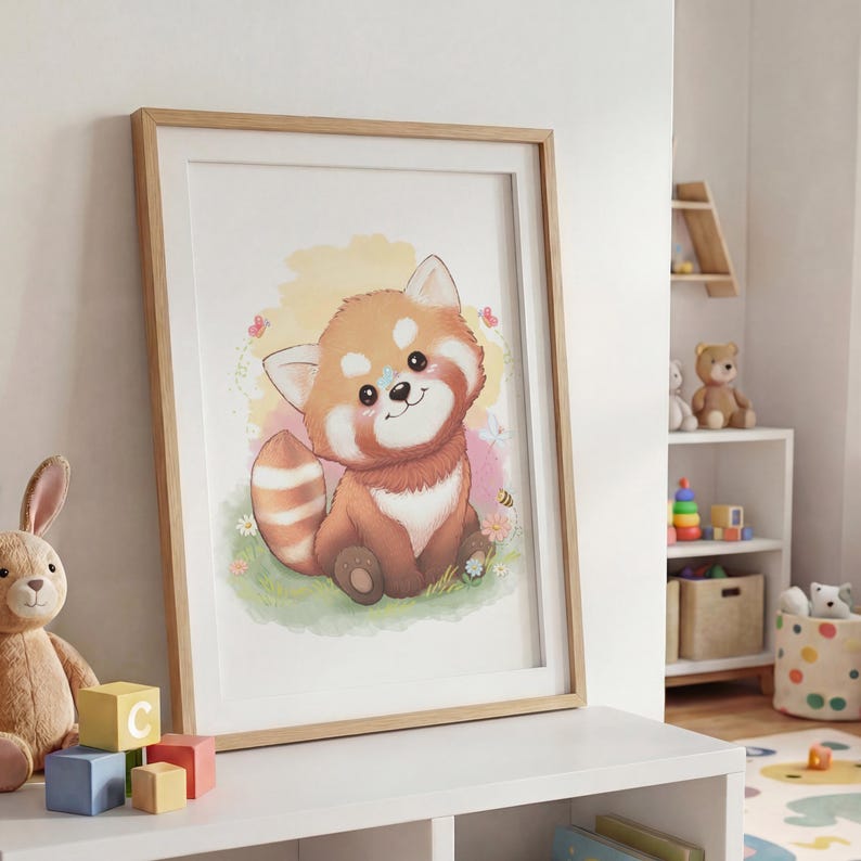 Red Panda Nursery Wall Art - Printable Woodland Animal Illustration for ...