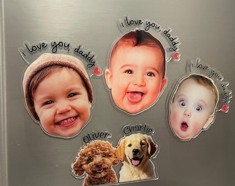 Custom Baby Face Photo Magnet, Personalized Acrylic Fridge Magnet from Grandkids, Father’s Day Keepsake Home Decor, Gifts for Grandpa