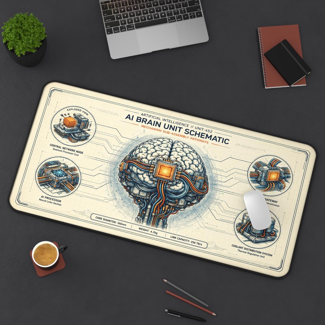 Sentrycs Brain Unit AI Brain Unit Schematic Desk Mat | Sci-fi Circuit Brain Illustration - Etsy