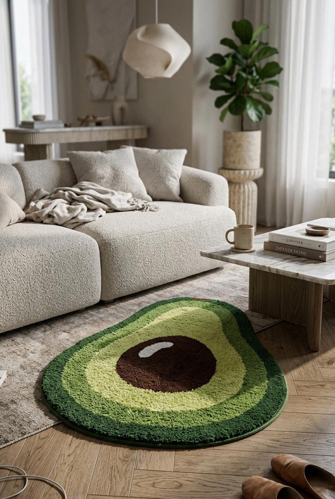 Avocado Shaped Rug Cute Fruit Bath Mat Non Slip Tufted Carpet Green ...