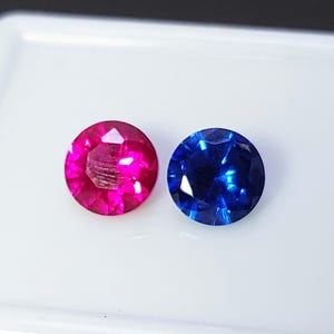 5 MM Natural Blue Sapphire and Red Ruby Round Shape Certified Loose Gemstone Pair