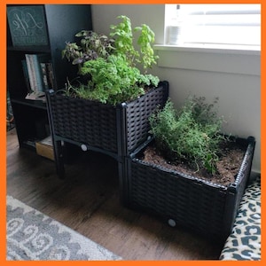 2 Pack Mobile Raised Garden Planter with Wheels, Self Watering Outdoor Planter Box