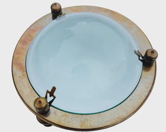 Antique Brass Dome Magnifier: Vintage Desk Paperweight, Map Reader