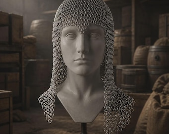 Handmade Steel Chainmail Coif Hood, Viking Knight Head Armor, LARP Costume
