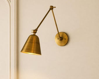 Italian Brass Swing Arm Wall Light | Stilnovo Style Sconce | Adjustable Mid Century Modern Lamp