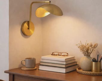 Handmade Brass Wall Sconce, Mid Century Modern Light Fixture, Gold Wall Lamp