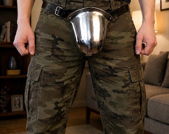 Medieval Steel Codpiece Armor | Polished Groin Protector, Knight Costume, LARP Cosplay Belt