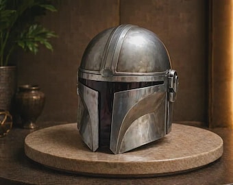 Handcrafted Mandalorian Beskar Helmet, Star Wars Cosplay Armor Prop, Bounty Hunter Helmet, Mandalorian Costume Mask