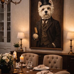 Victoriaanse Westie, afdrukbare muurkunst – vintage herenhondportret – digitale download afbeelding 3