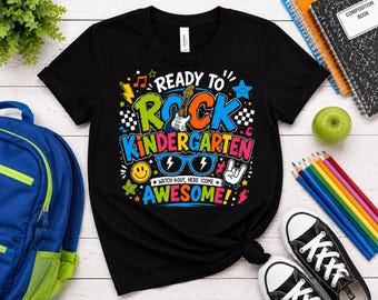 Klaar om te rocken kleutershirt, eerste dag van de kleuterschool T-shirt, terug naar school-shirt, kinderschoolshirt, kleutercadeau