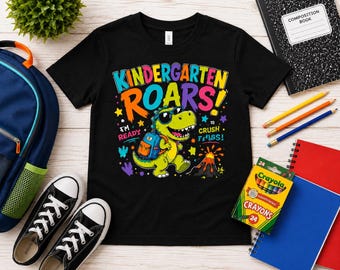 Shirt peuter dinosaurus, First Day Of School T-shirt, terug naar school kindershirt, T-shirt kleuterschool brult, Dino School-shirt