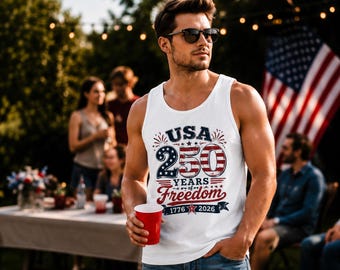 Tanktop America 250, shirt 4 juli, rood wit en 250 jaar vrijheid tanktop, patriottische tanktop, VS 250e verjaardag 2026