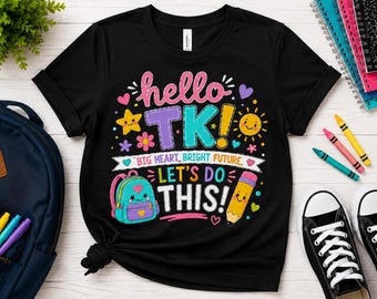 Hallo TK-shirt, overgangsshirt kleuterschool, TK-shirt eerste dag, terug naar school-shirt, TK-shirt meisjes, leuk schoolshirt