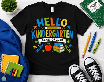 Hallo kleutershirt, shirt klasse 2040, T-shirt eerste dag kleuterschool, terug naar school-shirt, shirt jeugdschool