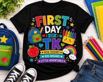 TK初日Tシャツ、幼稚園入園Tシャツ、TK新学期Tシャツ、ユースグラフィックTシャツ、新しい友達、大きな夢