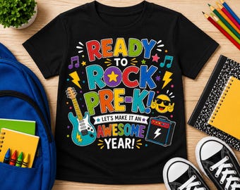 Pre-K-shirt klaar om te rocken, First Day of Pre-K-T-shirt, peutershirt, Back to School-shirt, grafische T-shirt voor jongeren, pre-K student