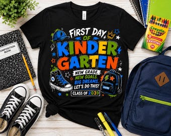 Shirt voor eerste dag kleuterschool, terug naar school kindershirt, Class Of 2039-shirt, shirt kleuterschool, jongensshirt, nieuwe doelen Big Dreams