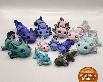 Medium 3D Printed Articulated Axolotl Fidget & Sensory Toy