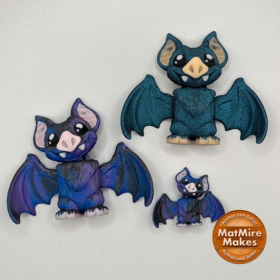 3D Printed Vampire Bats with Flappable Wings and Nodding Head - Medium