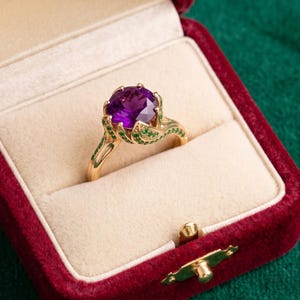 Vintage rubinring, förlovningsring i roséguld, blommig bladring, smycken med födelsesten i juli, handgjord bladring för kvinnor, jubileumsring