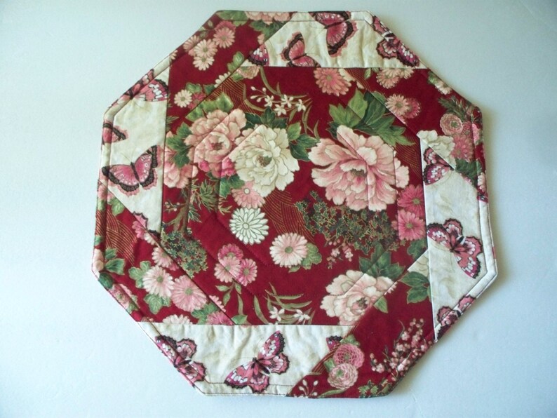 Quilted Octagon Placemats Burgundy Pink Table Toppers Etsy