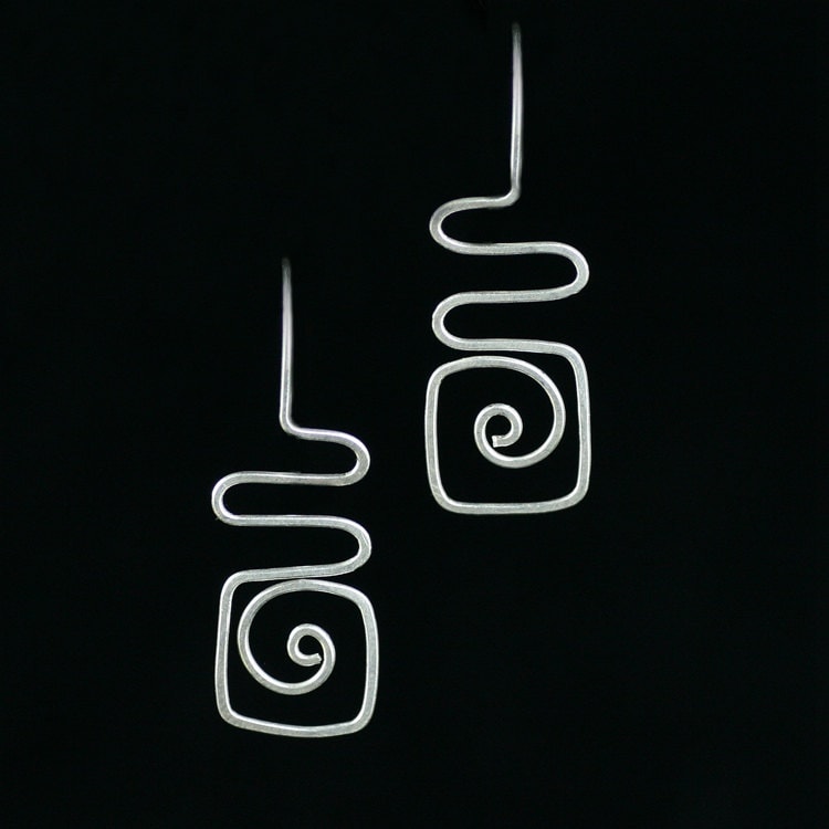 Abstract Swirl Hoop Earrings Bridesmaid Gift Gift for Her Etsy