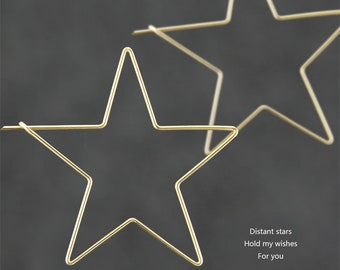 Star Hoop earrings, handmade jewelry, gold filled wire art