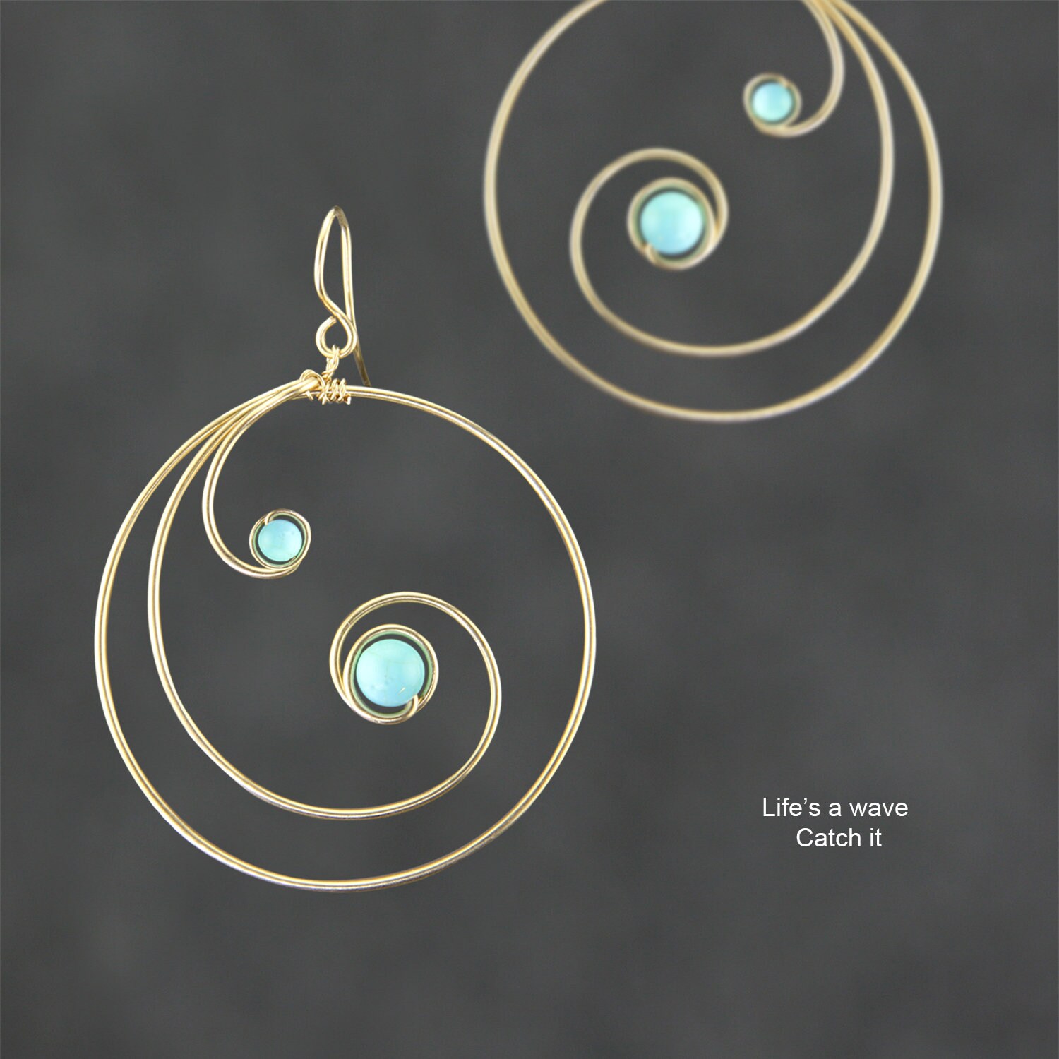Swirl hoop earrings 14k gold filled turquoise bridesmaid Etsy
