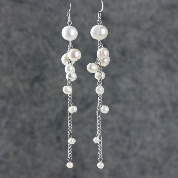 Pearl earrings long earrings dangling earrings chandelier | Etsy