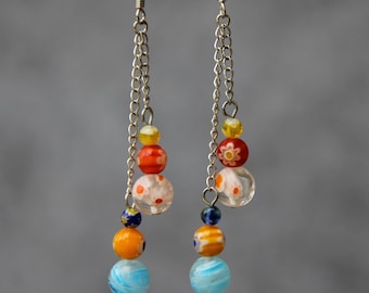 Colorful dangle earrings, bridesmaid gift, gift for her, wedding gift, birthday gift, anniversary gift, free US shipping