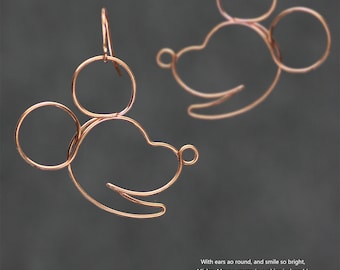 Mickey Mouse earrings, Copper earrings, gift for her, handmade earrings, free US shipping