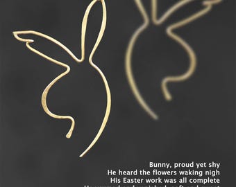 Rabbit bunny hoop earrings, Easter, 14k gold filled, 14k rose gold filled, sterling silver, copper,  handmade, free US shipping
