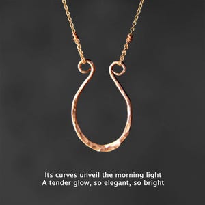 Horseshoe ring holder hammered textured necklace, handmade, free US shipping