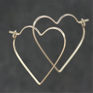 Heart hoop earrings, Valentine gift, 14k gold filled, Free US Shipping image 2