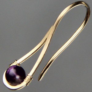 Teardrop earrings, simple unique handmade, 4 options of sterling silver, 14k gold and rose gold filled, copper, 22 stones including amethyst image 6