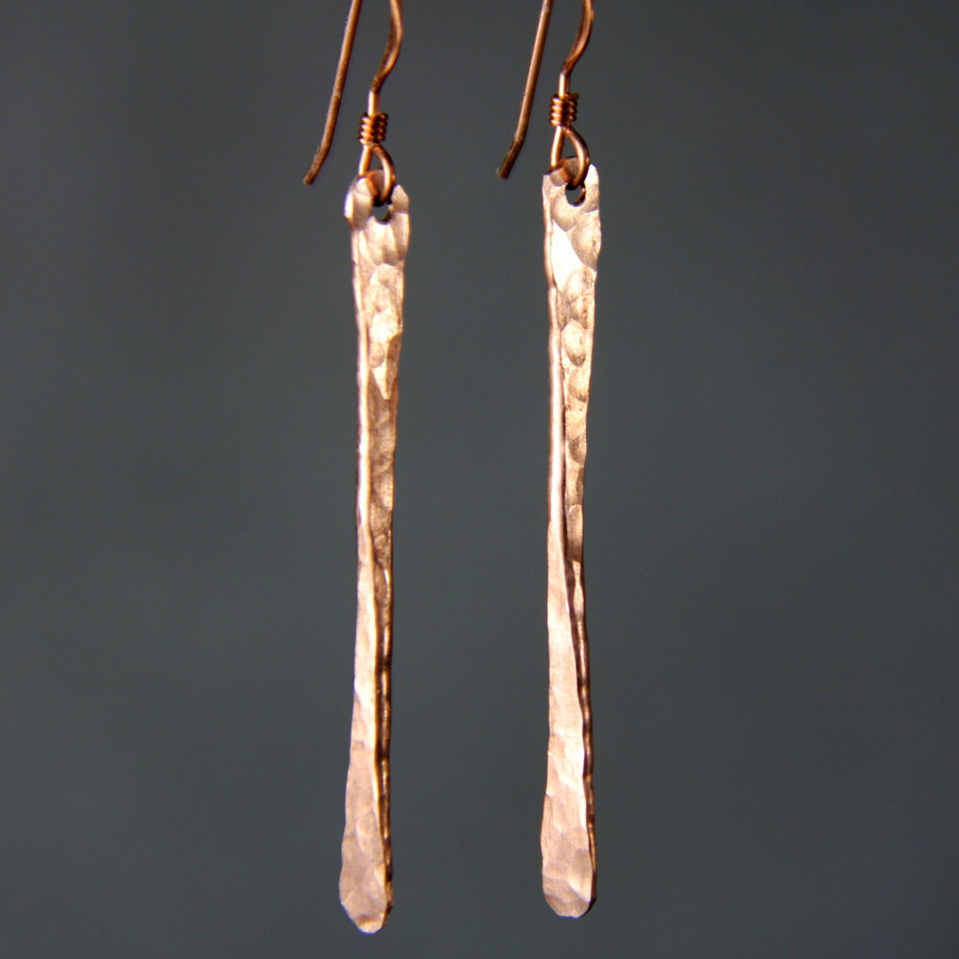 Hammered Metal Abstract Texture Drop Earrings Handmade - Etsy