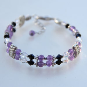 Amethyst layered bracelet, bridesmaid gift, gift for her, wedding gift, birthday gift, anniversary gift, gift for mom, free US shipping