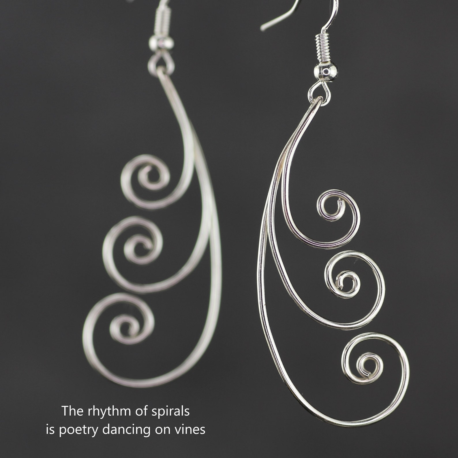 Swirl Dangle Hoop Earrings Bridesmaid Gift Gift for Her Etsy