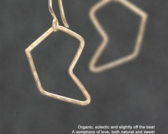 Organic Hoop earrings, gold filled, textured hammered handmade unique, Free US Shipping