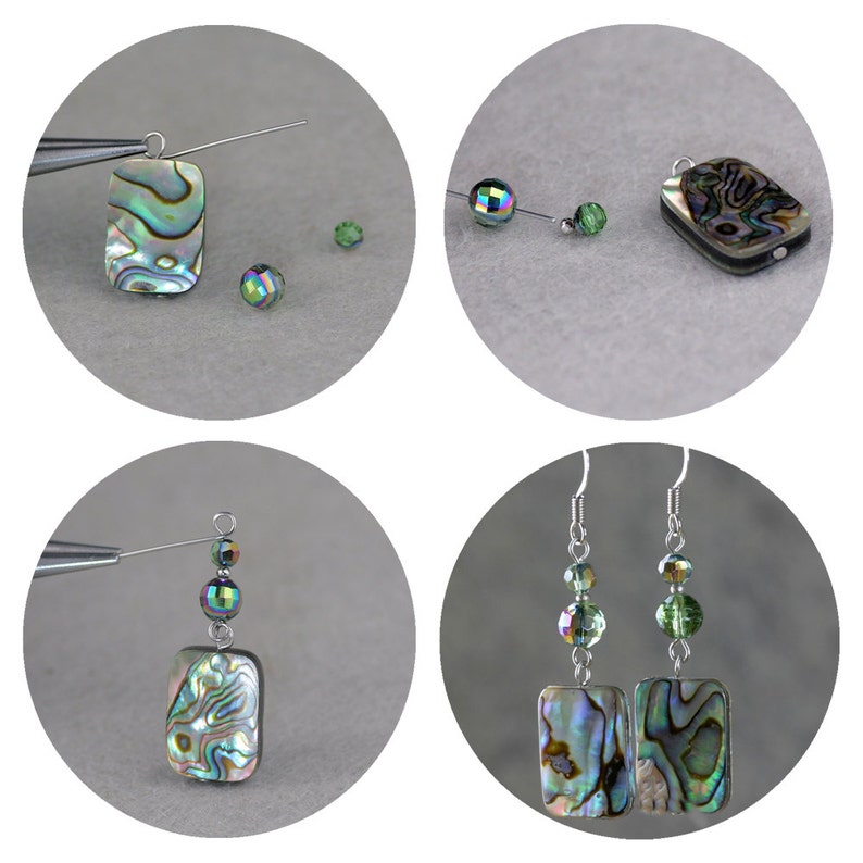 Abalone earrings, Square earrings, Drop earrings, Geometric earrings, Gift for her, Personalized jewelry, Handmade jewelry, Free US Shipping image 7