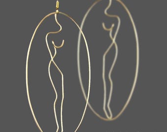 Females body hoop earrings, 14k Gold filled, handmade, Bridal gifts, Free US Shipping,