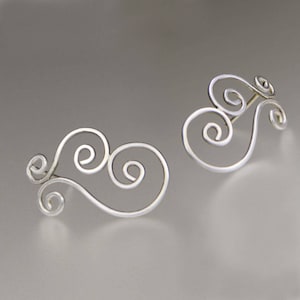 Sterling silver double scroll stud earrings, bridesmaid gift, gift for her, wedding gift, birthday gift, anniversary gift, free US shipping
