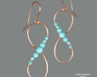 Infinity earrings,Turquoise earrings,Copper earrings,Bridesmaid gift, wedding gift,Gift for her,Personalized earrings,Free US shipping