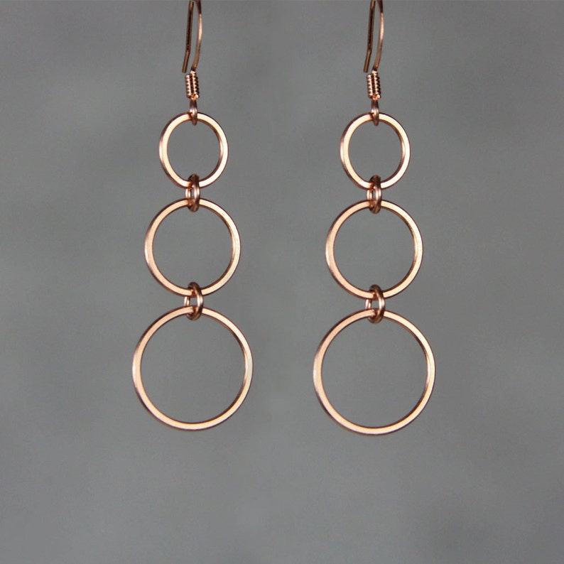 Triple Hoop Dangle Earrings Bridesmaid Gift Gift for Her Etsy